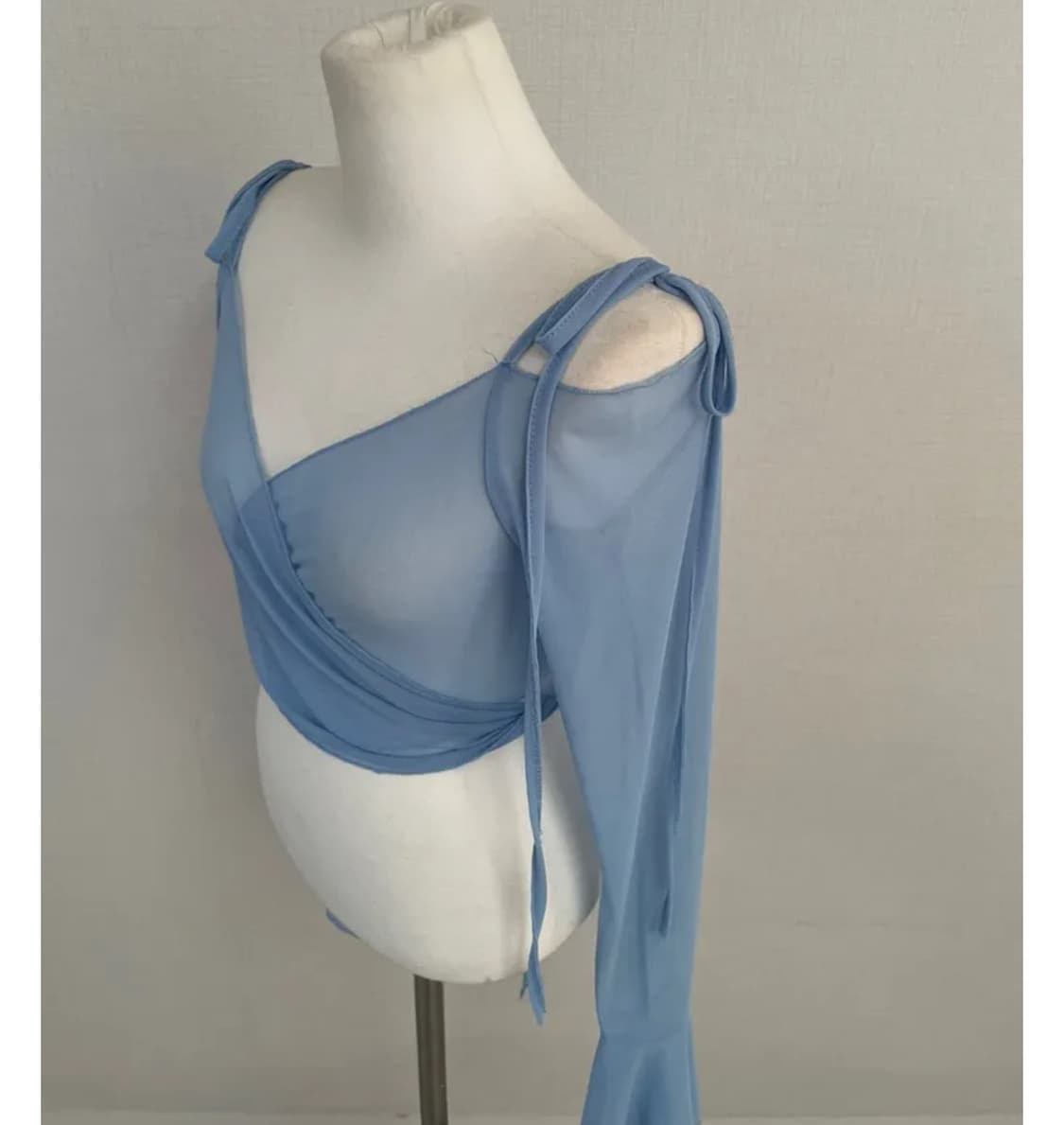 댓츠씩 머메이드 메쉬 롱 슬리브 탑 스카이 블루 상품이미지2