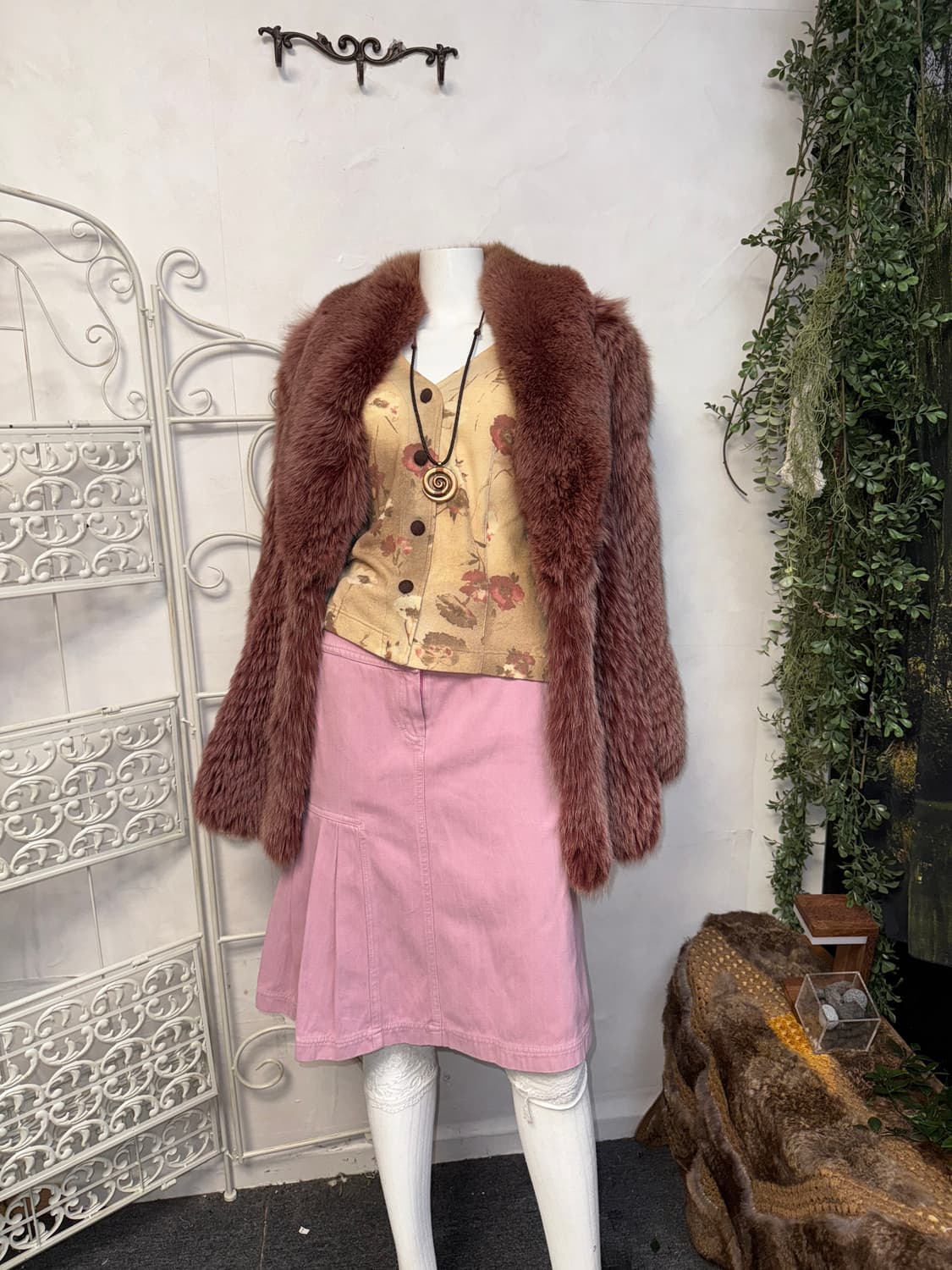 Jindo SAGA mink cherry rose fox fur coat 상품이미지6