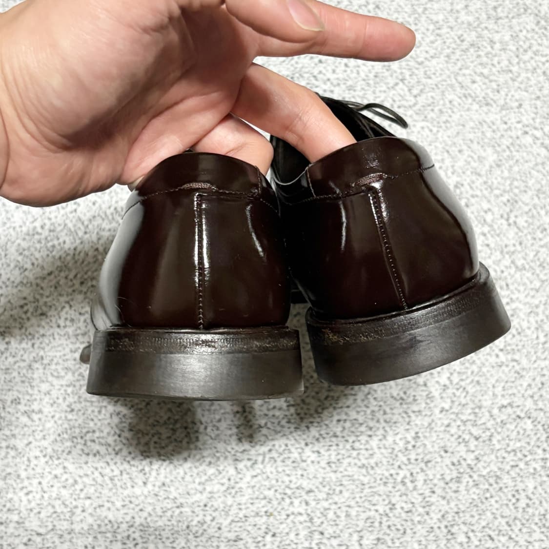 프라다 브라운 레더 스퀘어 토 더비 슈즈 상품이미지6