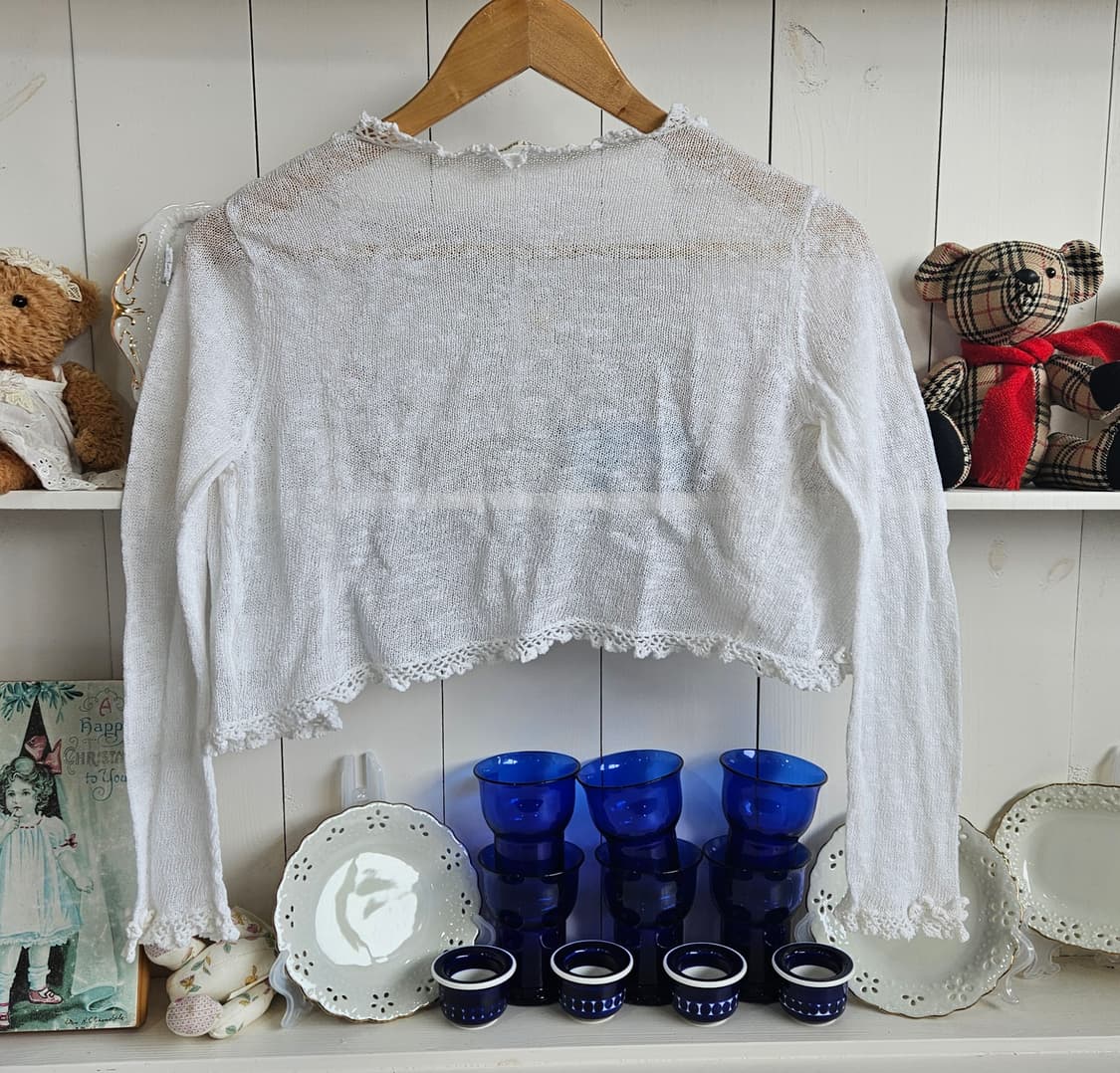 LEST ROSE 플라워 코사지 니트 볼레로 가디건 상품이미지5