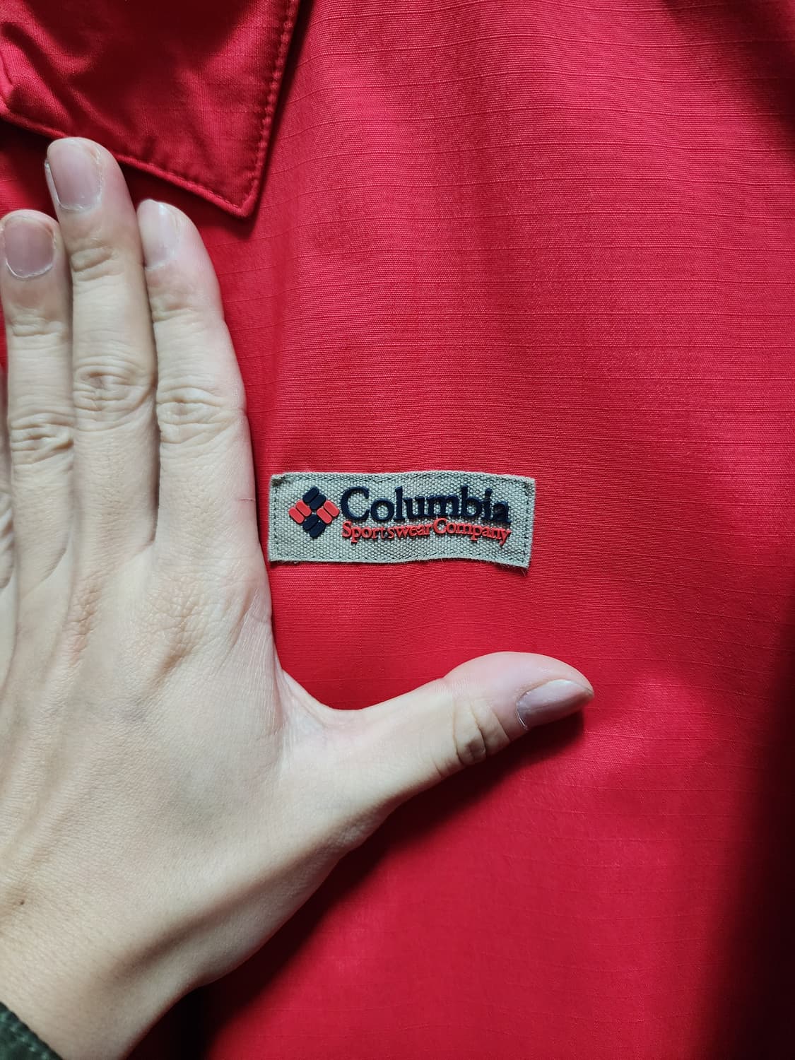 컬럼비아 백로고 레드 코치 자켓 상품이미지5