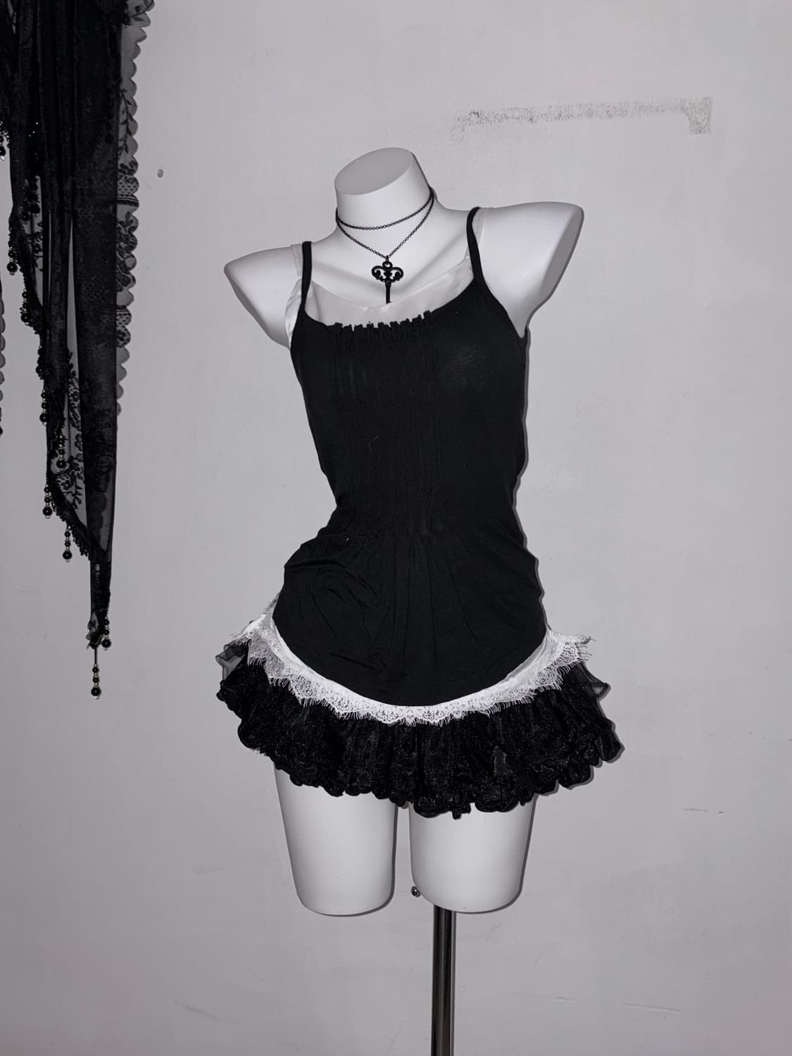 공겜여주 블랙 앤 화이트 5피스 세트 다크페어리 고스 로리  상품이미지8