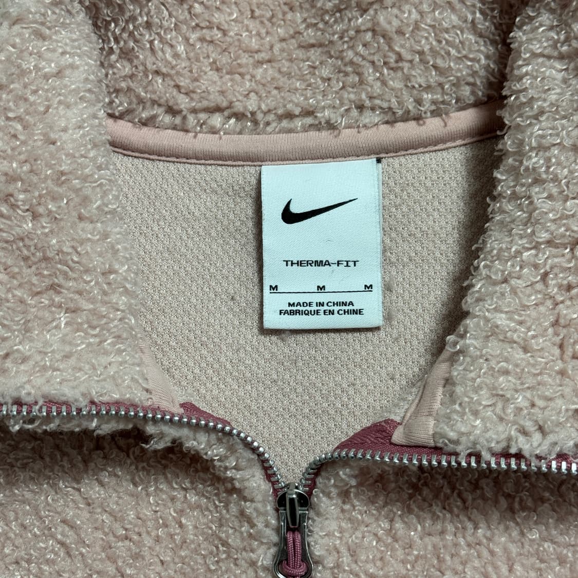 나이키 핑크 크롭 플리스 후리스 반집업 상품이미지4