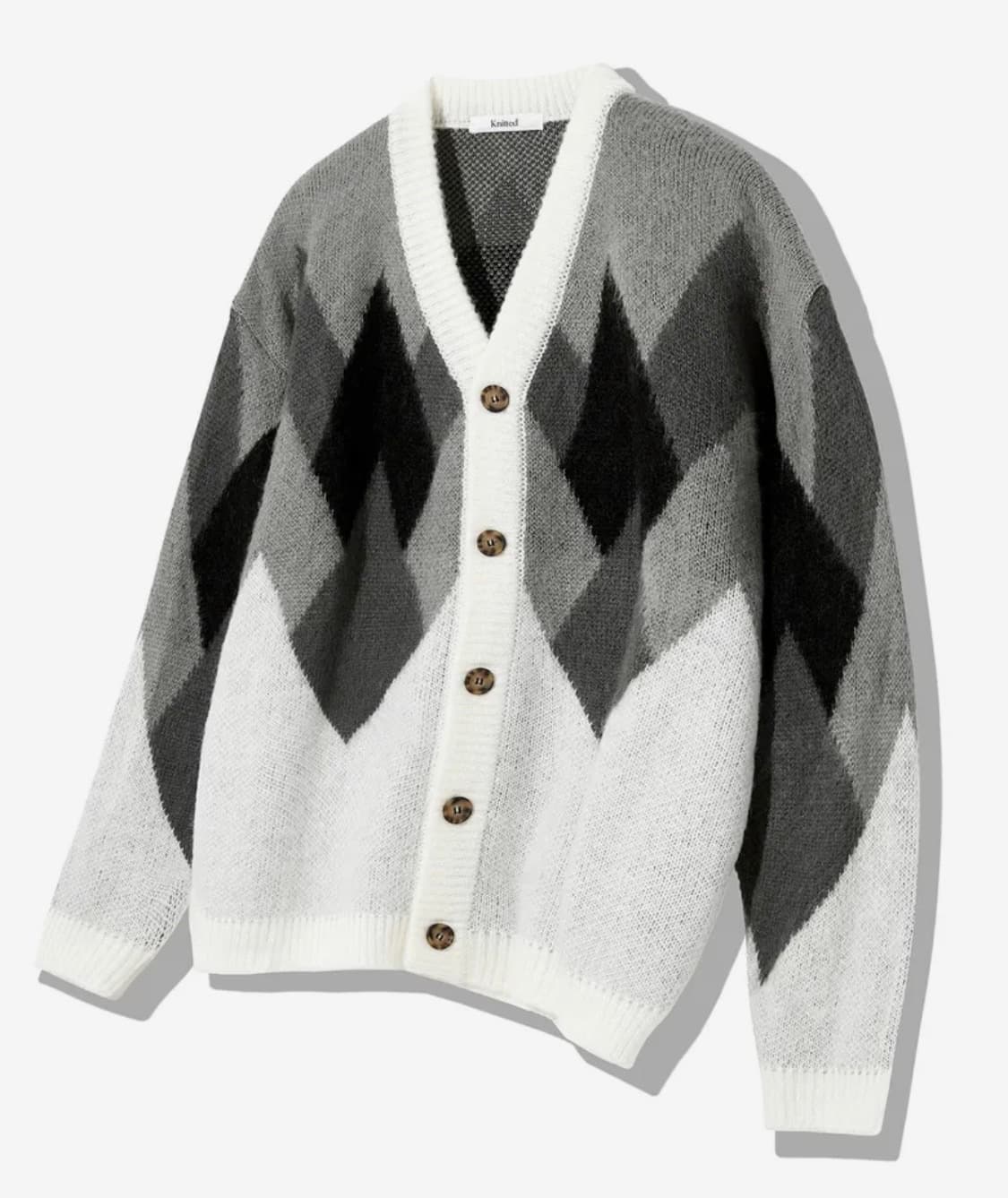 니티드 벌키 브러쉬 아가일 가디건 black 상품이미지1