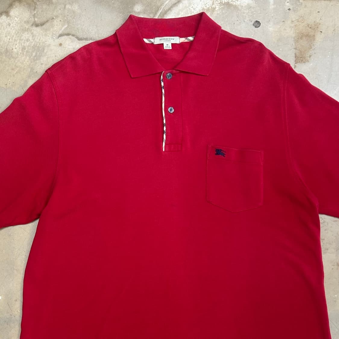 M 버버리 레드 카라 반팔 티셔츠 상품이미지1