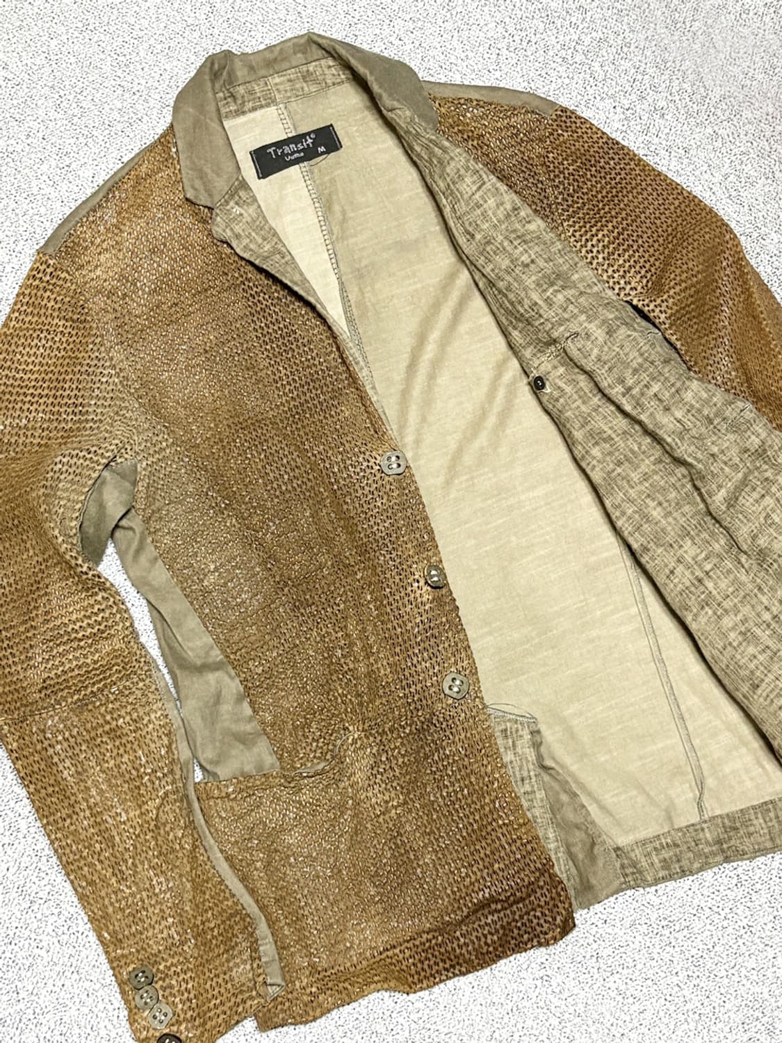 트랜짓 빈티지 메쉬 레더 리넨 자켓 상품이미지6