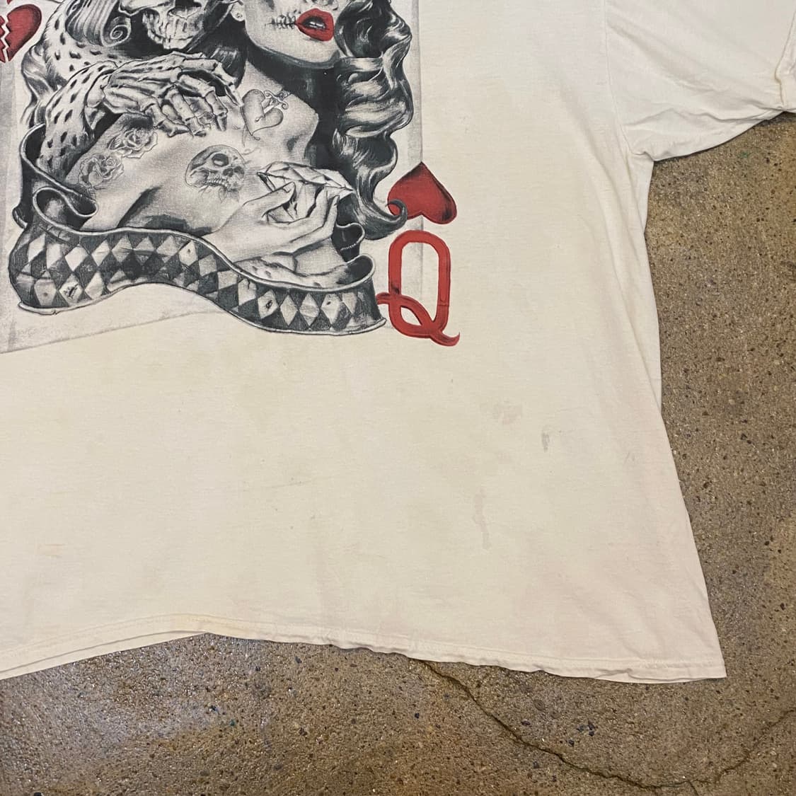 미국 빈티지 카드 해골 포인트 킹퀸 티셔츠 락티셔츠 반팔티 상품이미지2