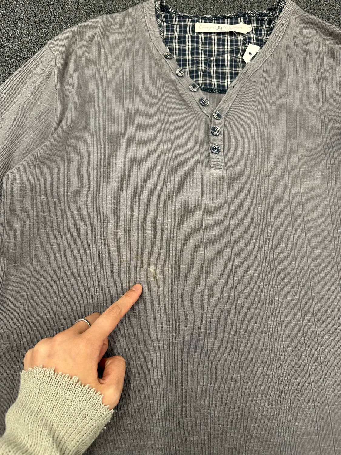 M)Japanese vintage 타탄체크 헨리넥 롱슬리브 상품이미지3
