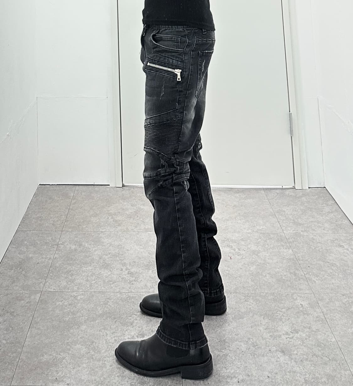 Vintage zipper detail biker jeans 상품이미지2