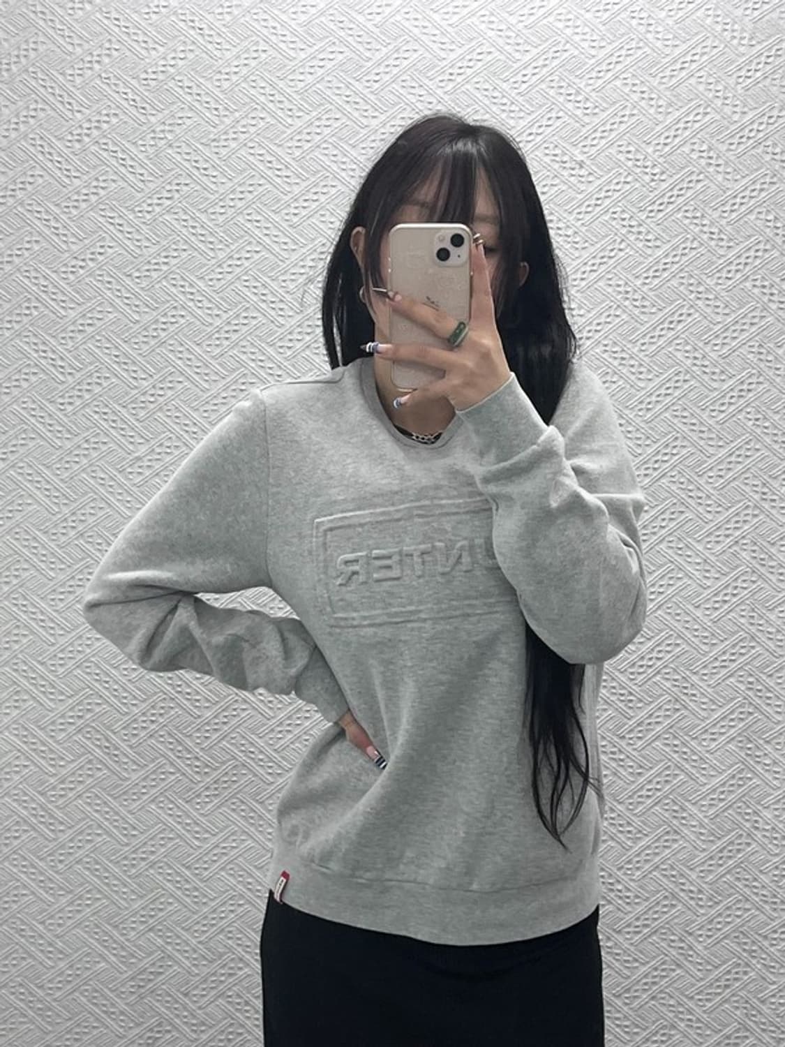 헌터 모던캐주얼 엠보빅로고 기모 맨투맨 S C07748 상품이미지2