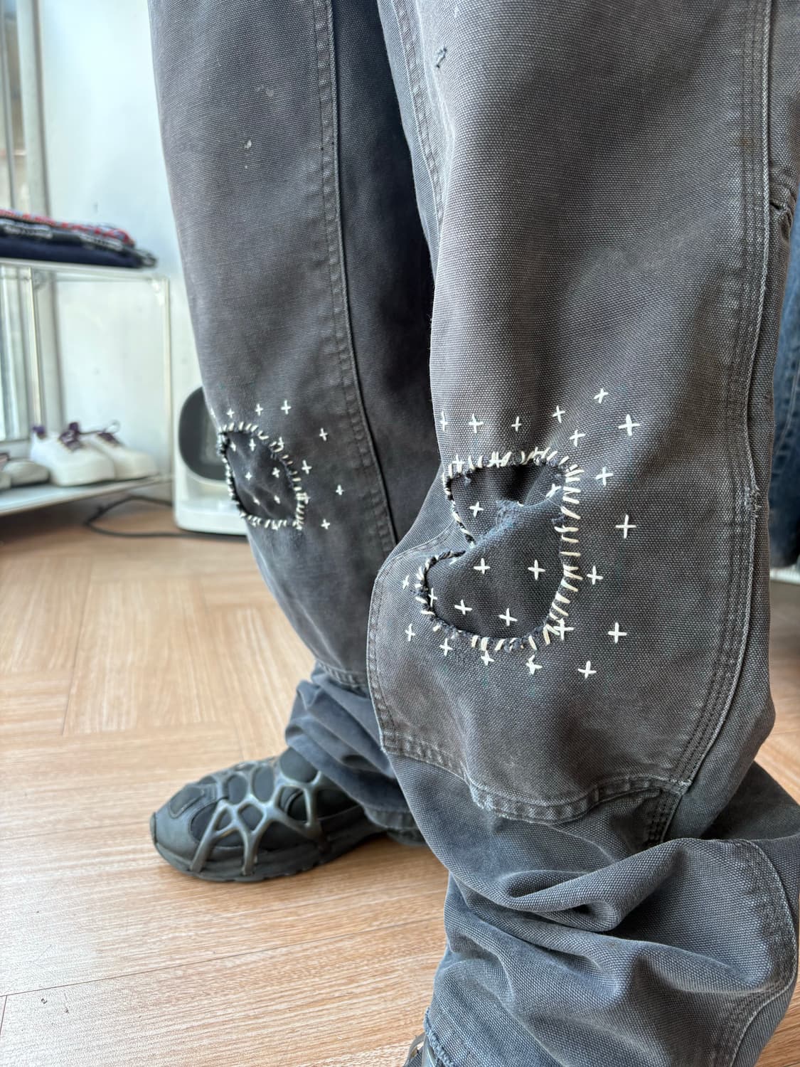 Carhartt B136 블랙 더블니 사시코 팬츠 상품이미지1