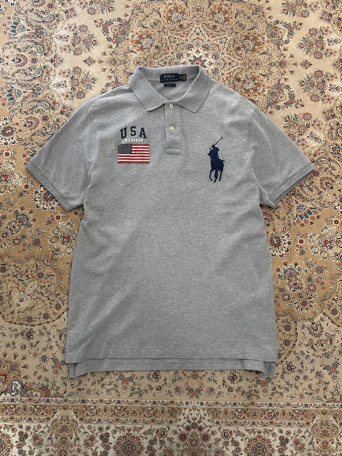 폴로 랄프로렌 그레이 빅포니 USA 성조기 카라티  상품이미지1