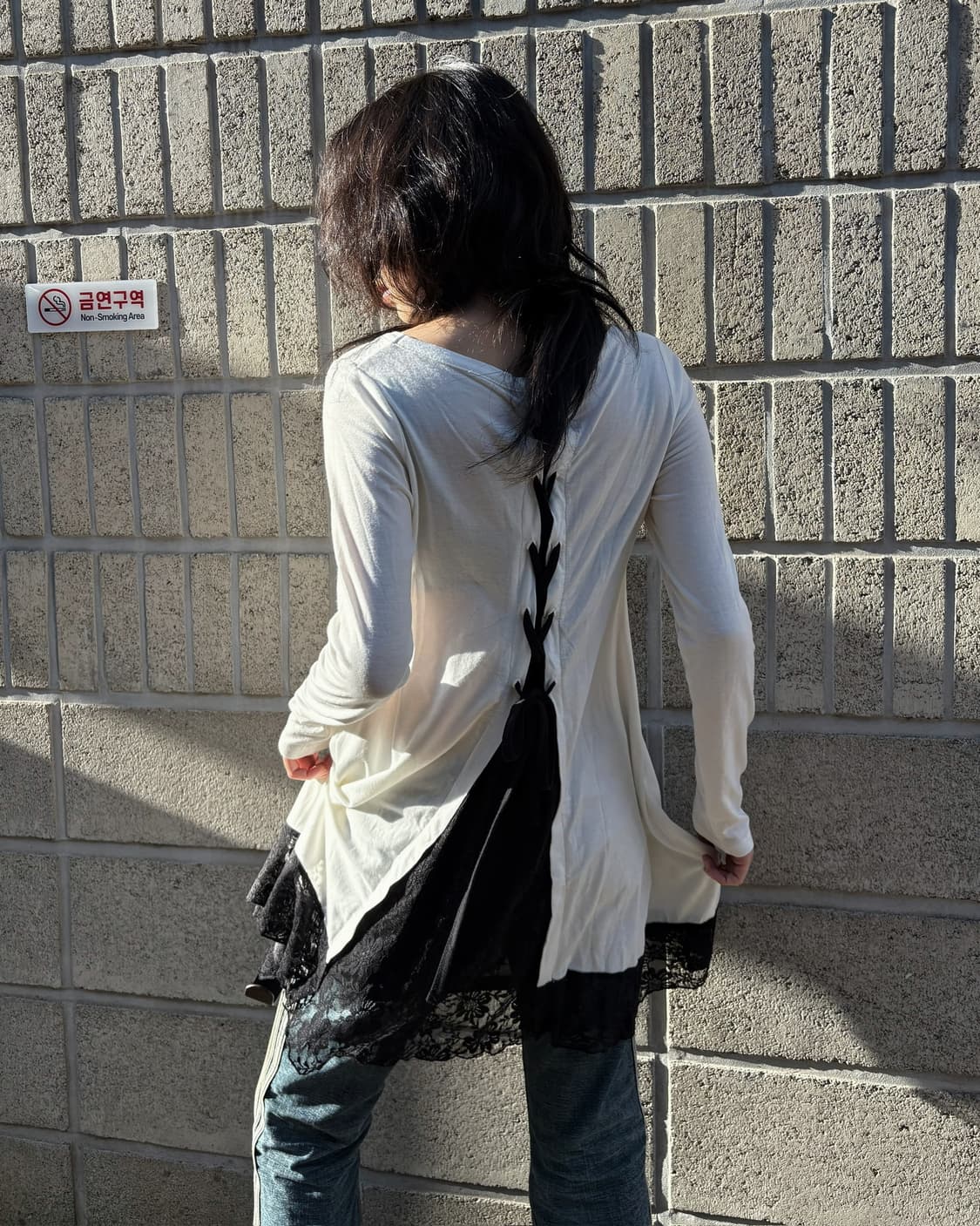 MKR 코튼 레이스 아일렛 디테일 롱 슬리브 상품이미지5