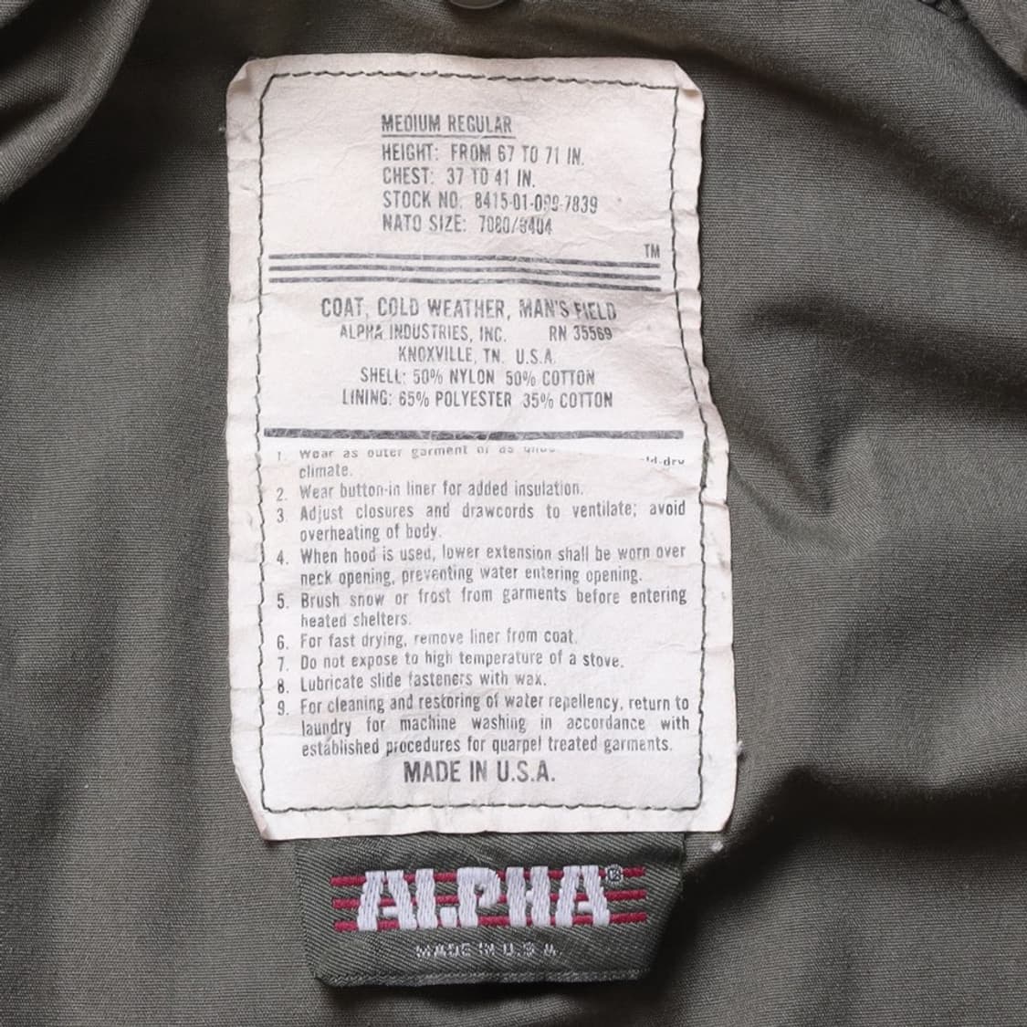 알파인더스트리 Alpha Industries M-65 Jacket 상품이미지7
