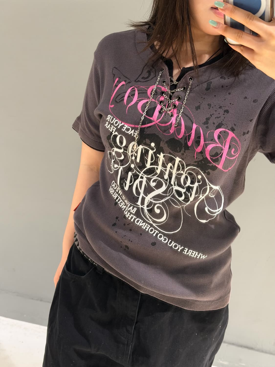 Bad boy layered collar chain point top 상품이미지3