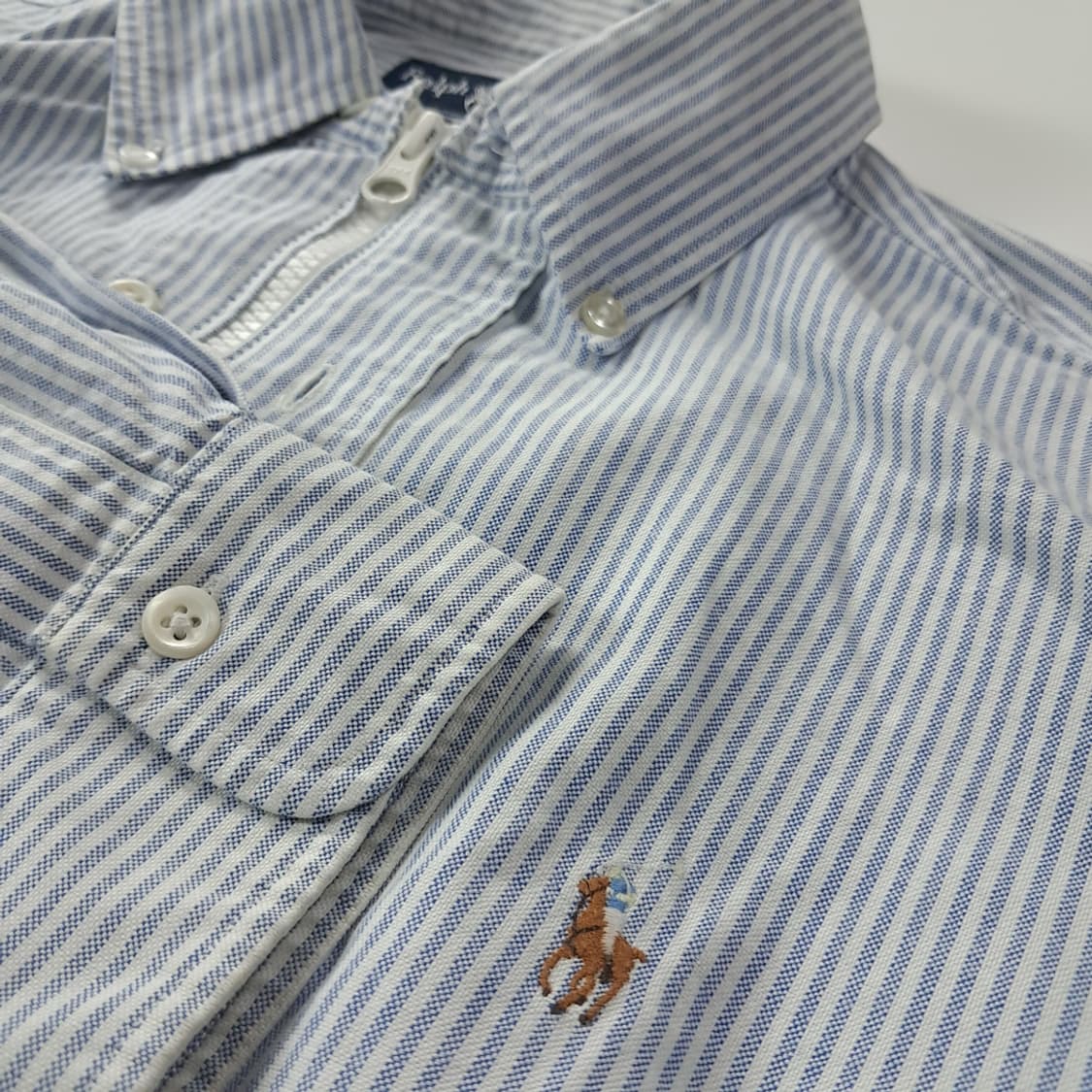 CK405 FREE 폴로 90s 클래식블루 스트라이프 긴팔 크롭 집업  상품이미지4