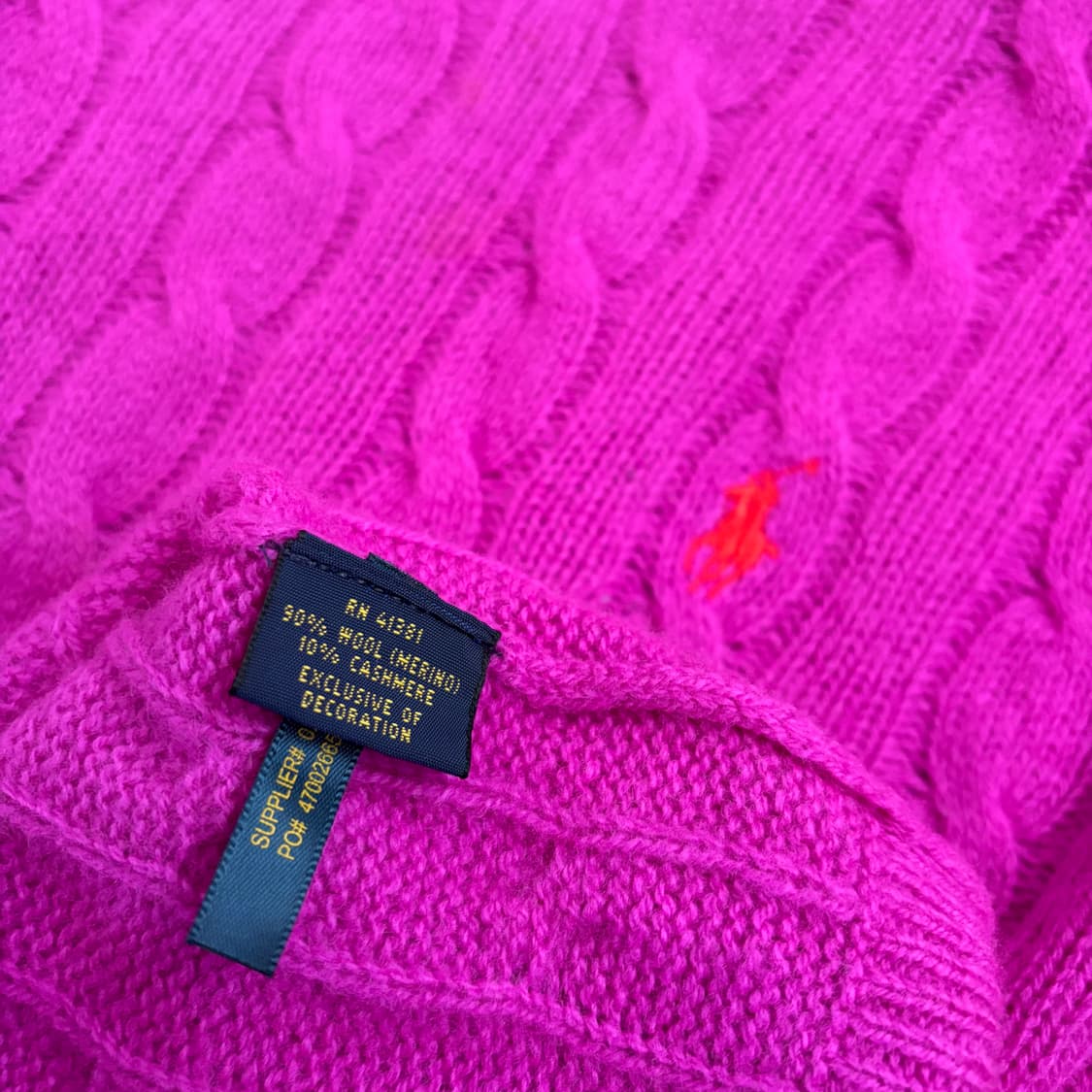 폴로 캐시미어 메리노울 니트 S 핑크 케이블 랄프로렌 초경량 상품이미지3