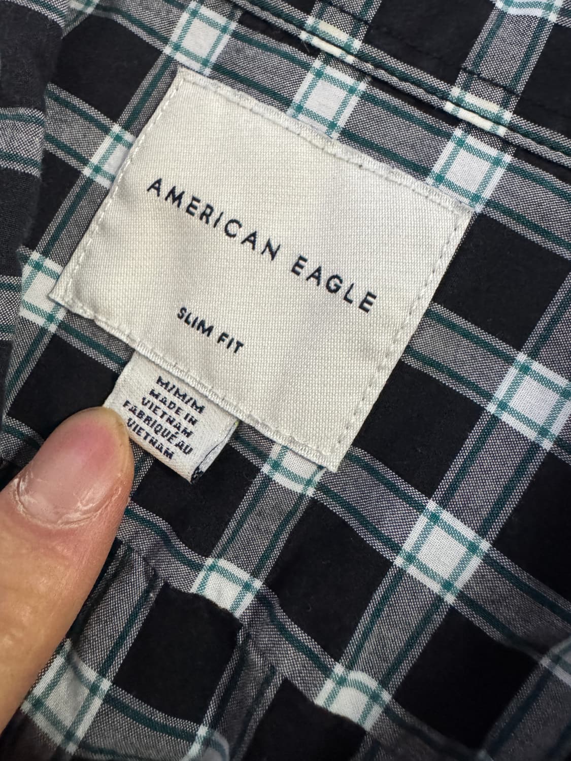 남성 아메리칸 이글 슬림핏 빈티지 체크 셔츠 M 상품이미지3