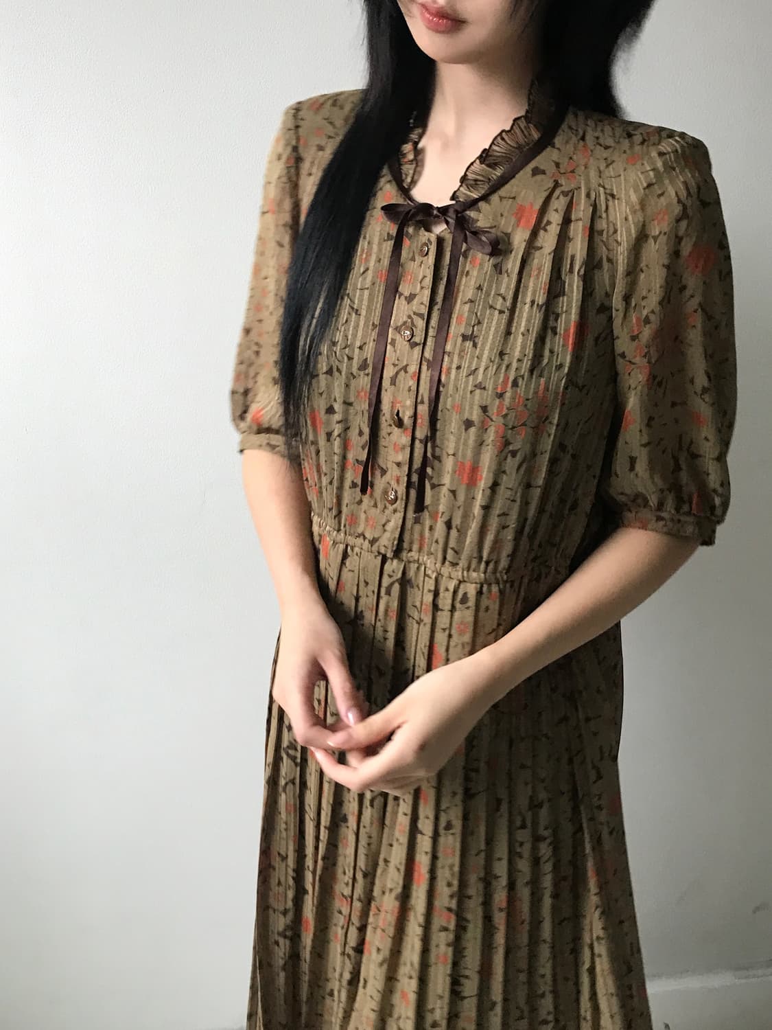 Lace collar pleats dress 상품이미지8