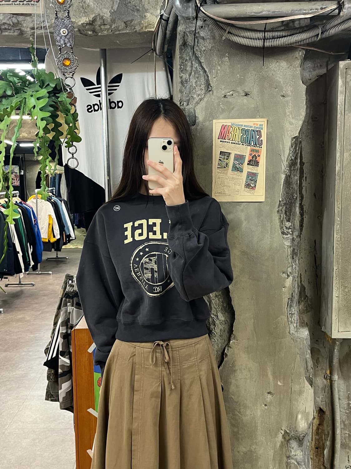 렉토 크롭 맨투맨 차콜 #csz842 상품이미지2