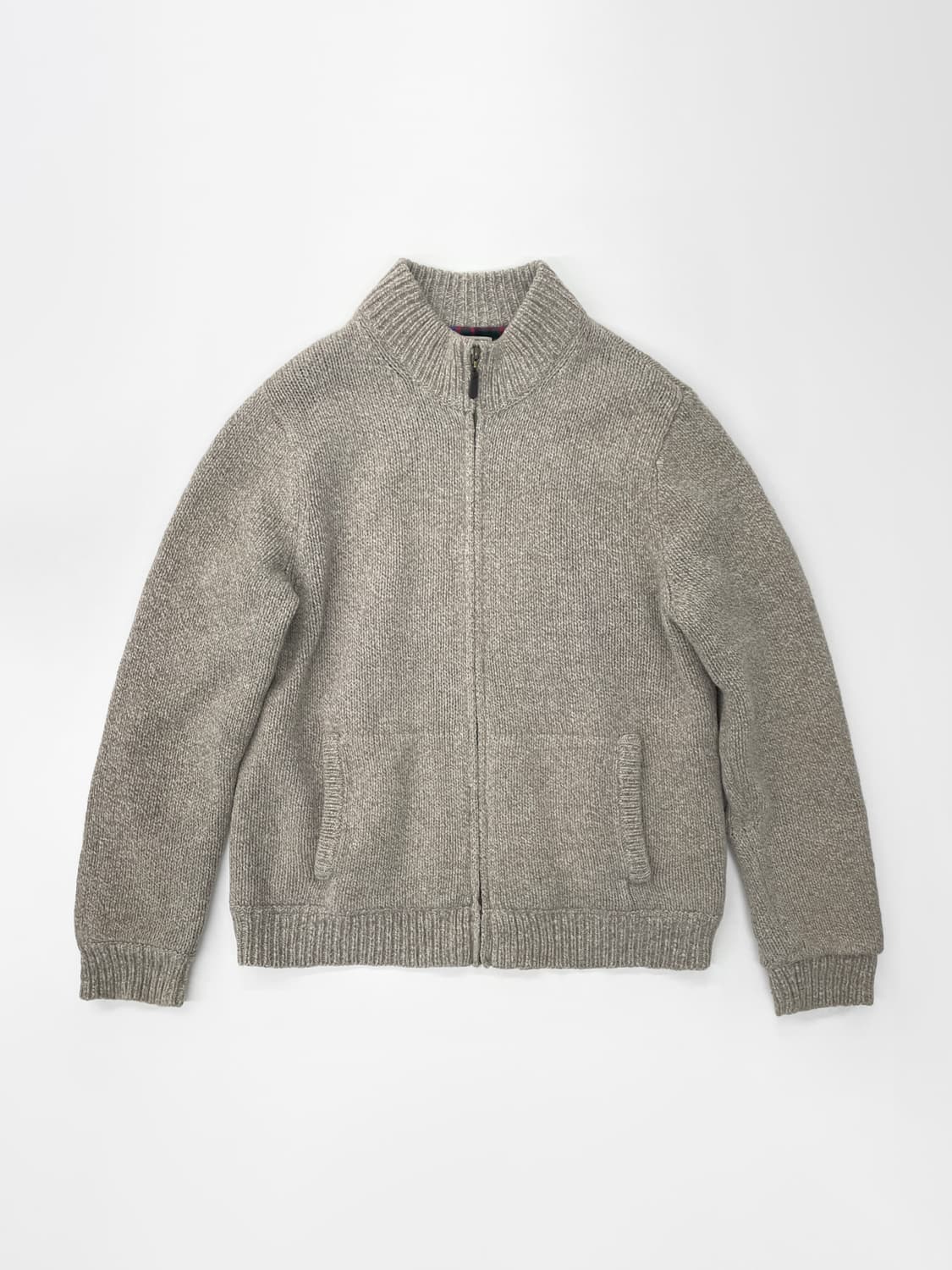 빈티지 엘엘빈 타탄 체크 라인 램스울 풀 집 니트 가디건 상품이미지2