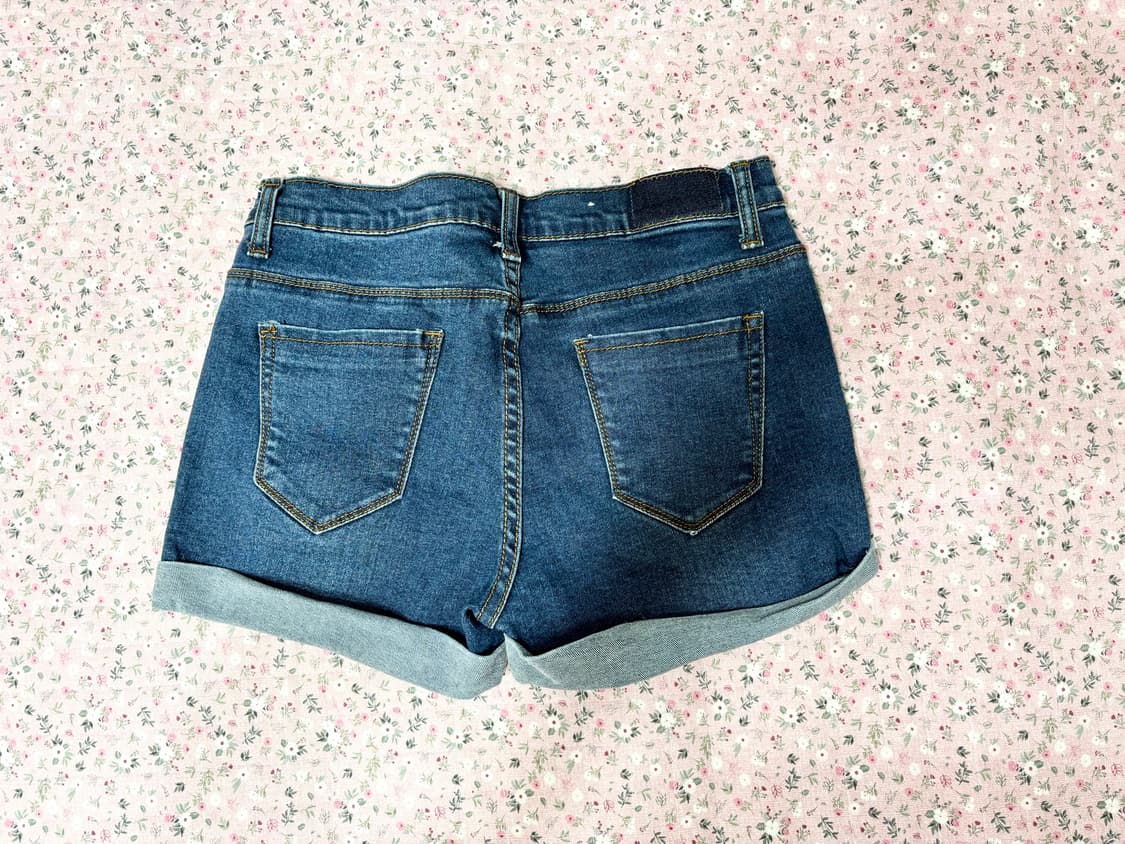 밑단 접힌 찐청반바지 55~66 상품이미지4