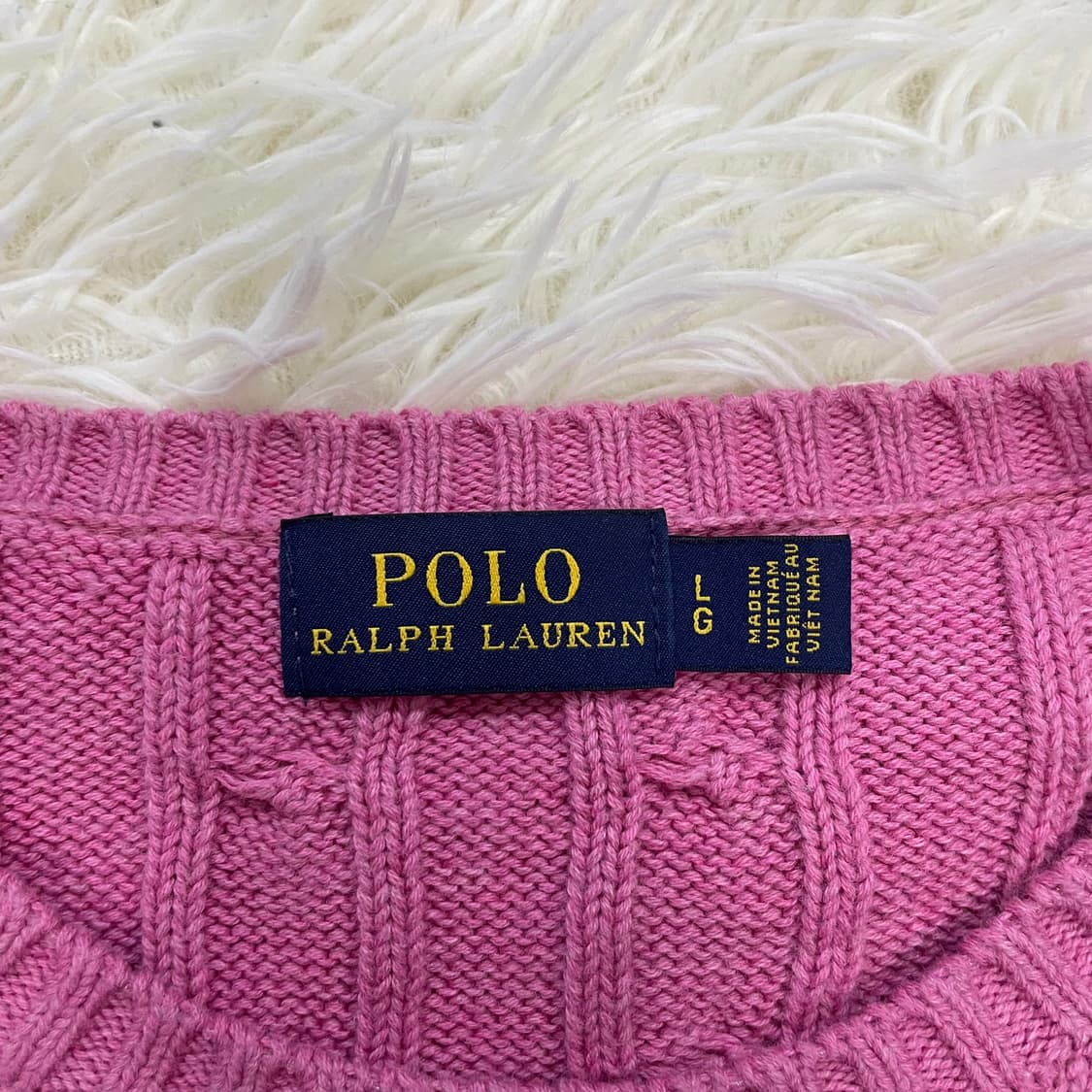 폴로 랄프로렌 포니 로고 케이블 니트 핑크 상품이미지4