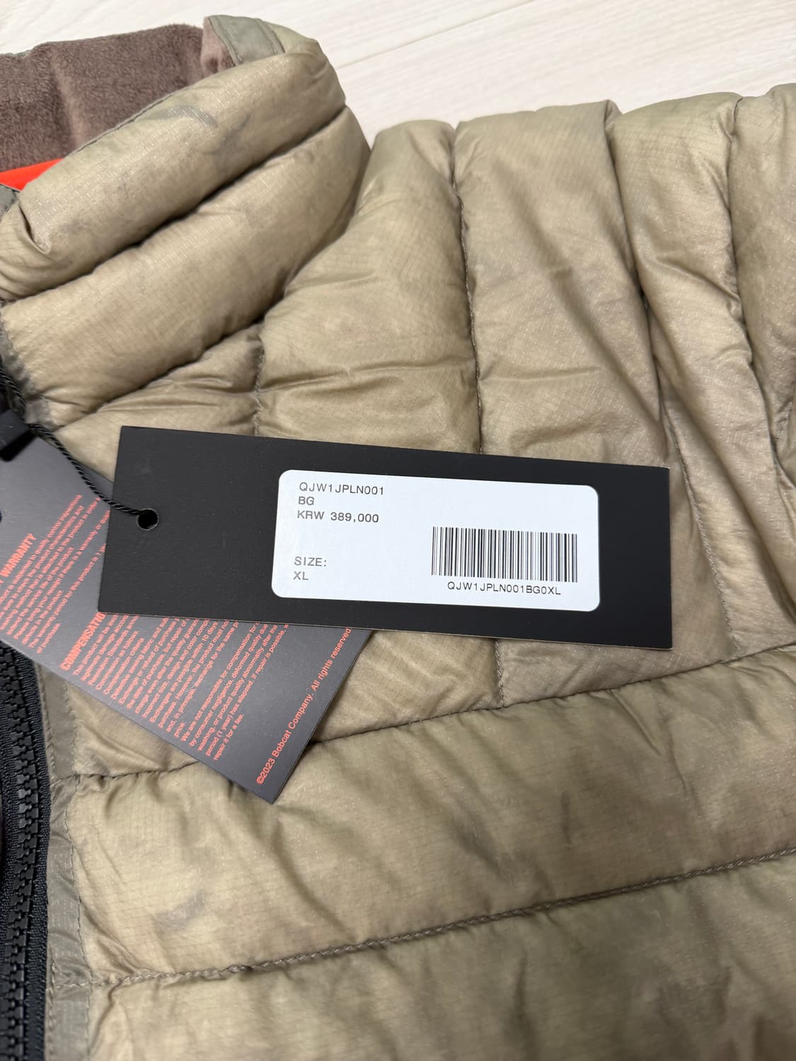 밥캣 경량패딩 XL 상품이미지2