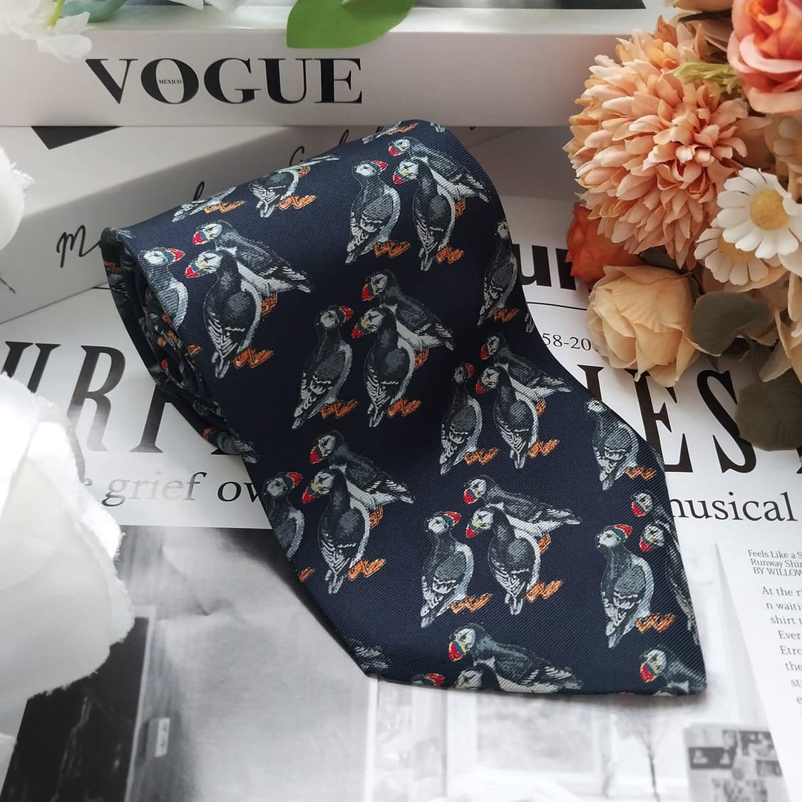 뷰포트 Tie Rack 퍼핀 패턴 넥타이 9.7cm A+등급 K1761 상품이미지2