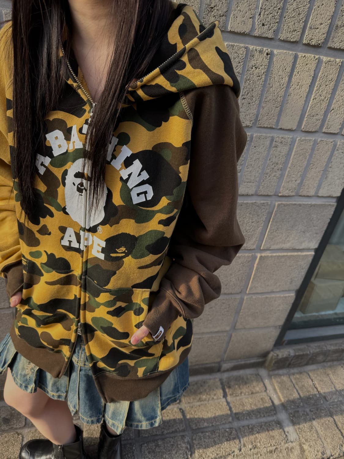 베이프 크레이지 카모 컬리지 후드집업 상품이미지2