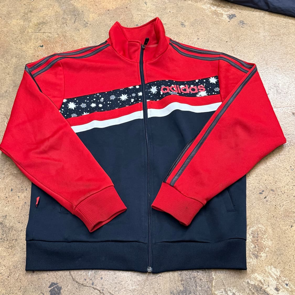 [정품/95] 아디다스 레드 블랙 트랙탑 별무늬 포인트 져지 b16 상품이미지2