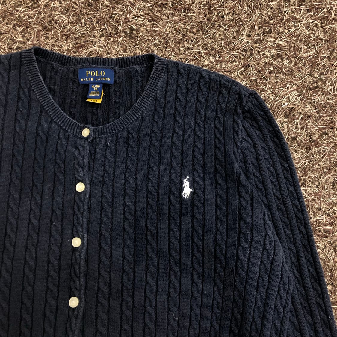 폴로 랄프로렌 걸즈 네이비 코튼 케이블 가디건 상품이미지3