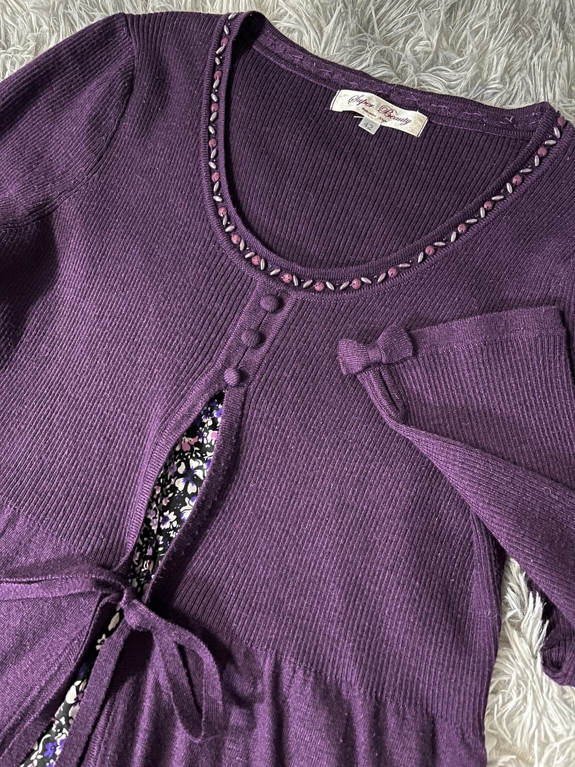 모리 하구미 에스닉 리본 쥬얼리 플로럴 퍼플 원피스 상품이미지8