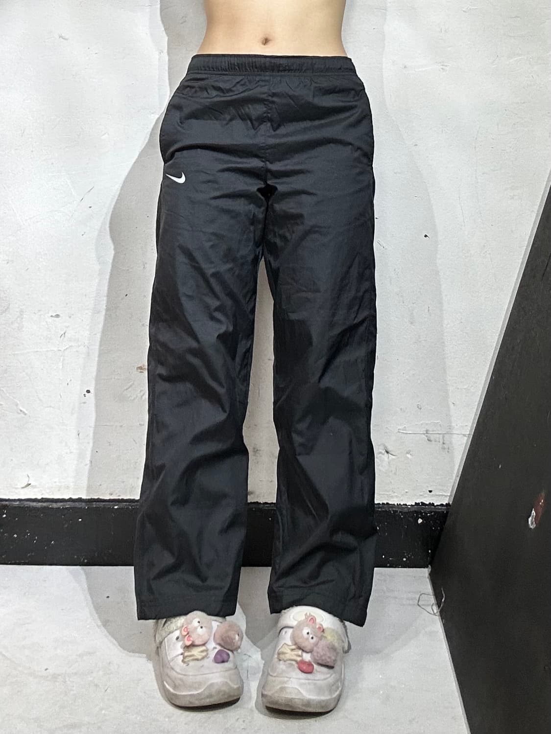 00s 나이키 와이드 블랙 로고 트랙 팬츠 추리닝 바지 M 상품이미지2