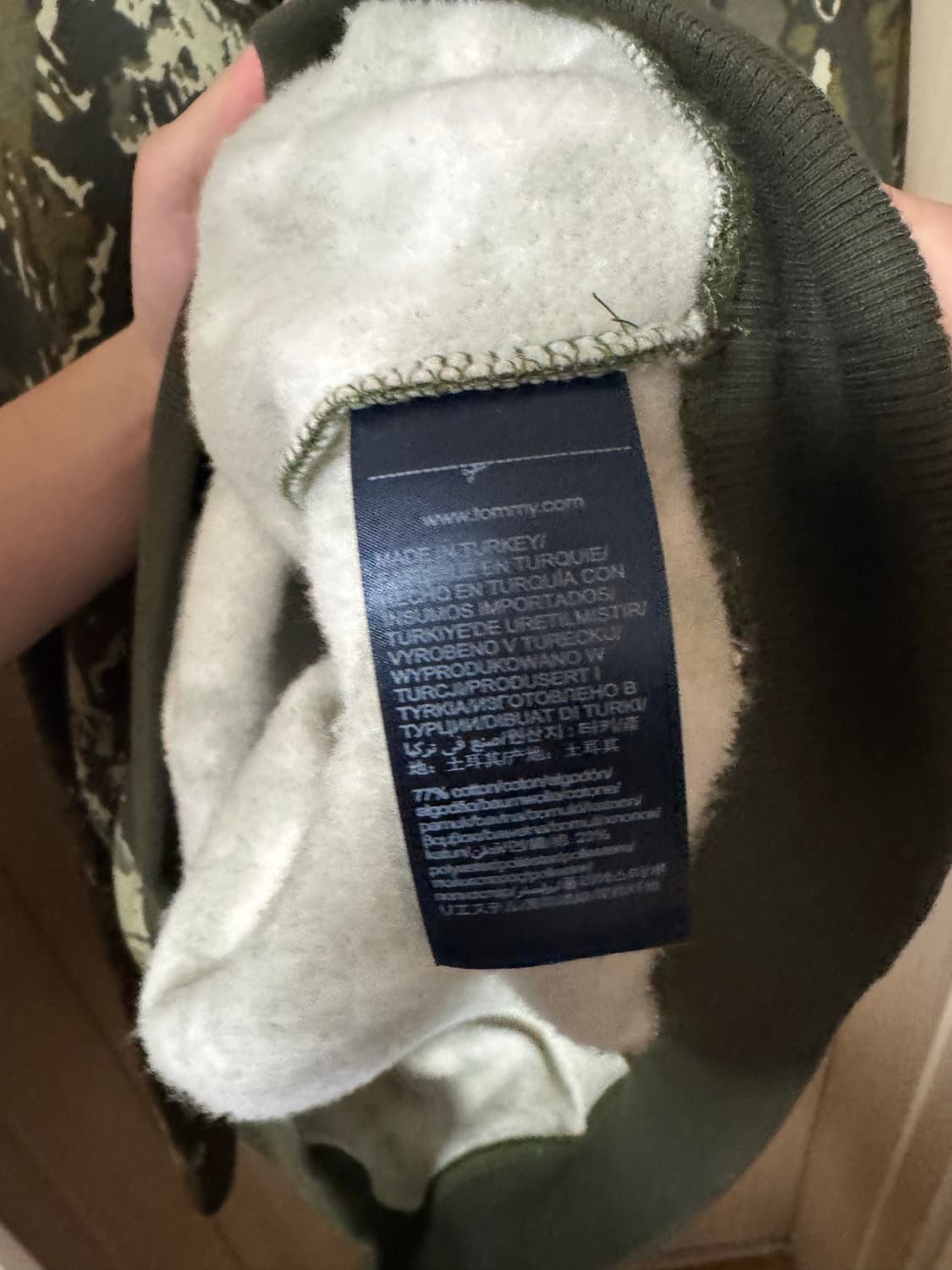 새상품 타미 진스 우드랜드 카모 바라클라바 후드티 L 상품이미지3