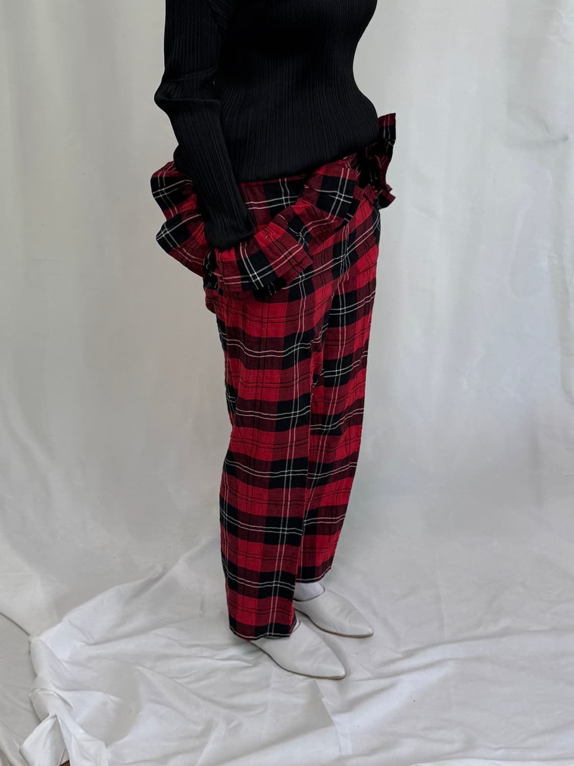 H&M x 시몬로샤 콜라보 체크 팬츠 상품이미지7