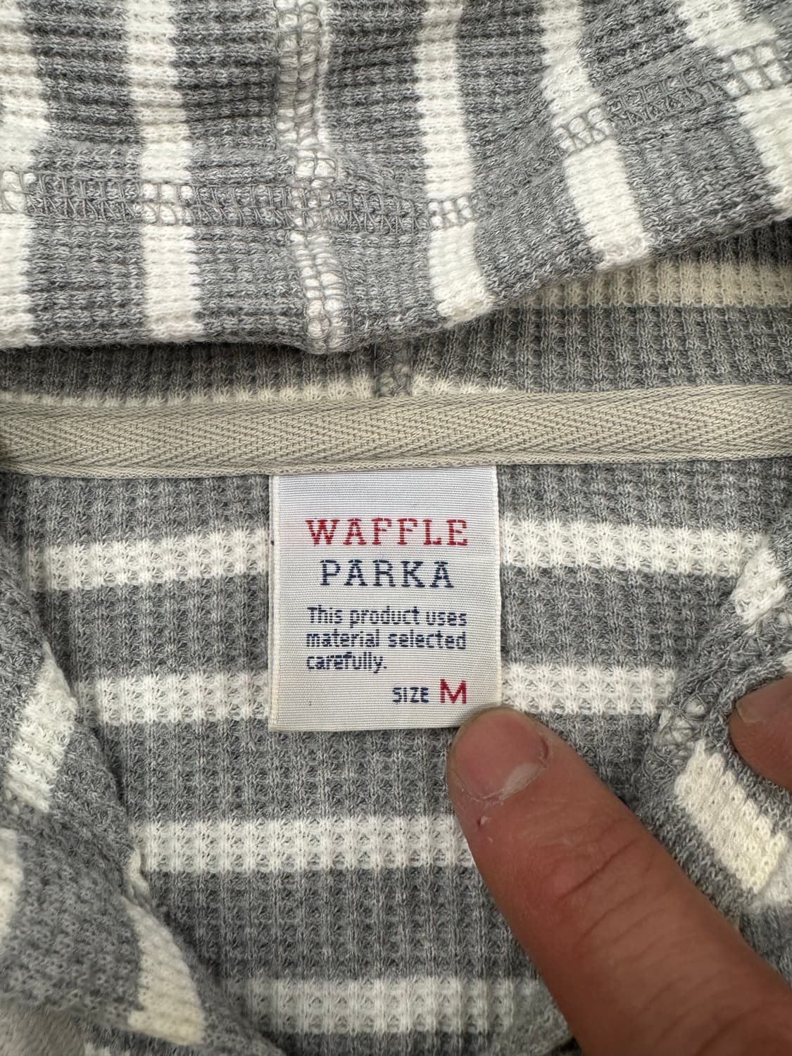 M)JPN 유니클로 빈티지 스트라이프 와플 후드 집업 상품이미지3