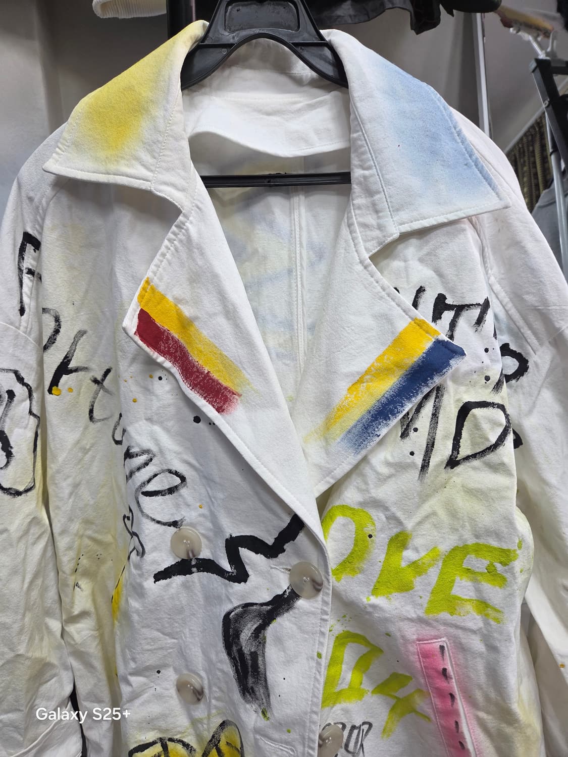 페인팅   화이트  롱코트   M 상품이미지2