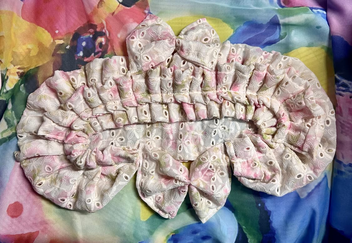 ･:*+. 핸드메이드 로리타 리본 프릴 플로럴 헤도레 헤드레이스 상품이미지5