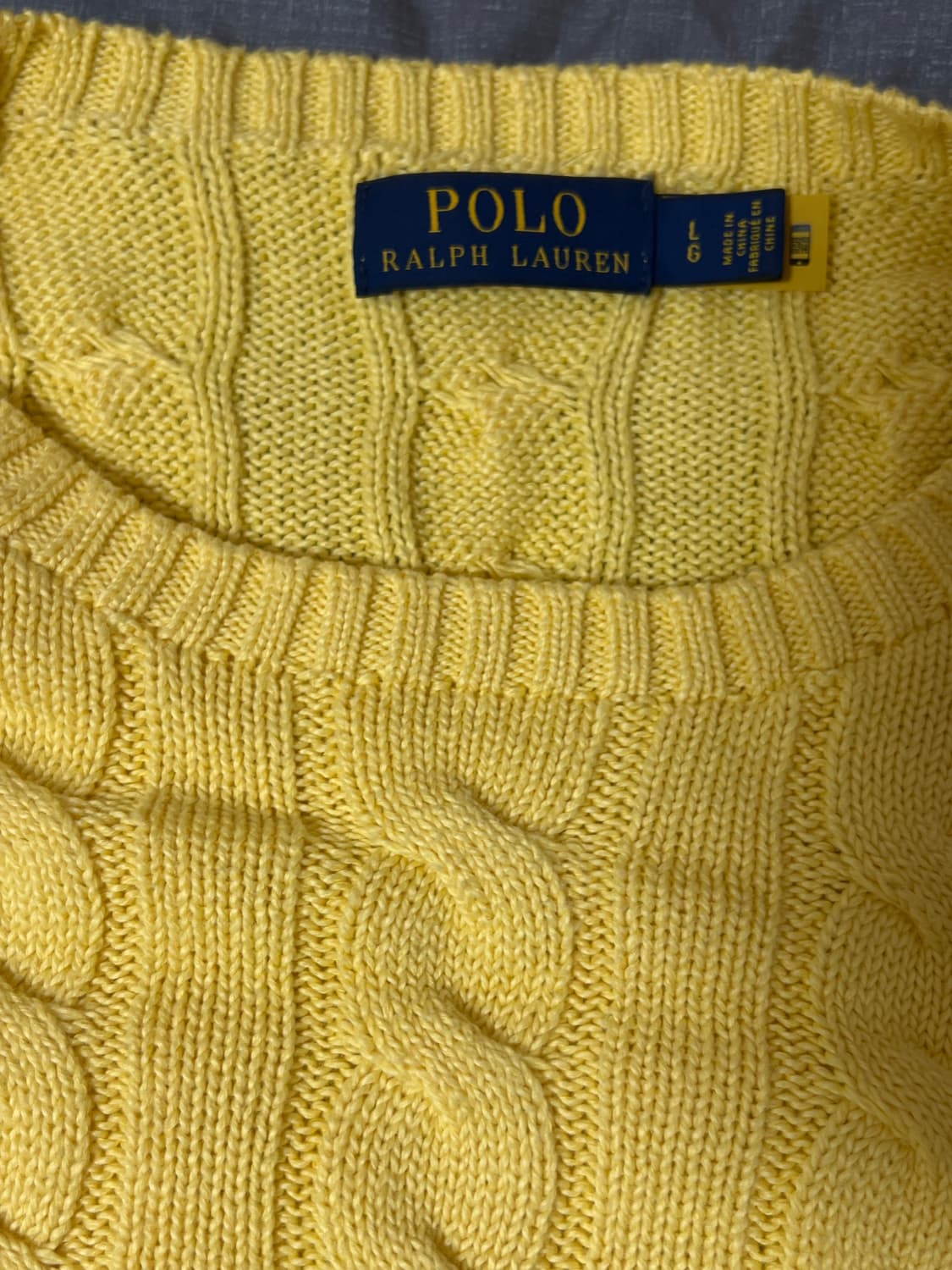 폴로 코튼 케이블니트 L 노랑 상품이미지2