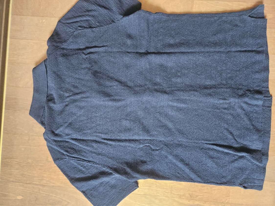 폴로 텍스처 코튼 리넨 셔츠 스웨터 판매합니다(네이비색상) 상품이미지2