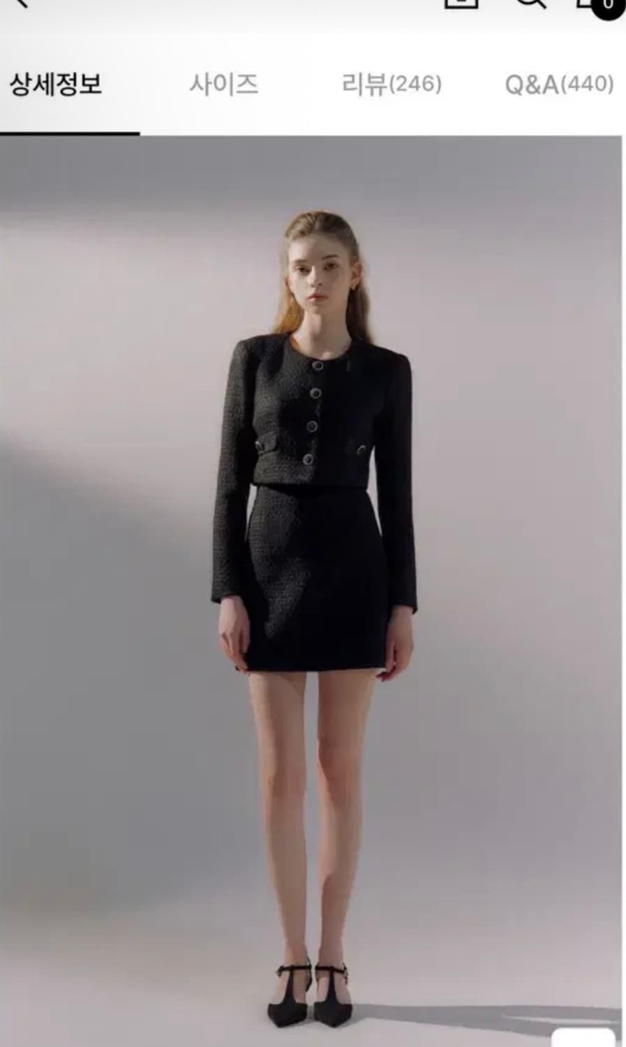 이바나헬싱키 마리안느 트위드 크롭 셋업 블랙 m 상품이미지4