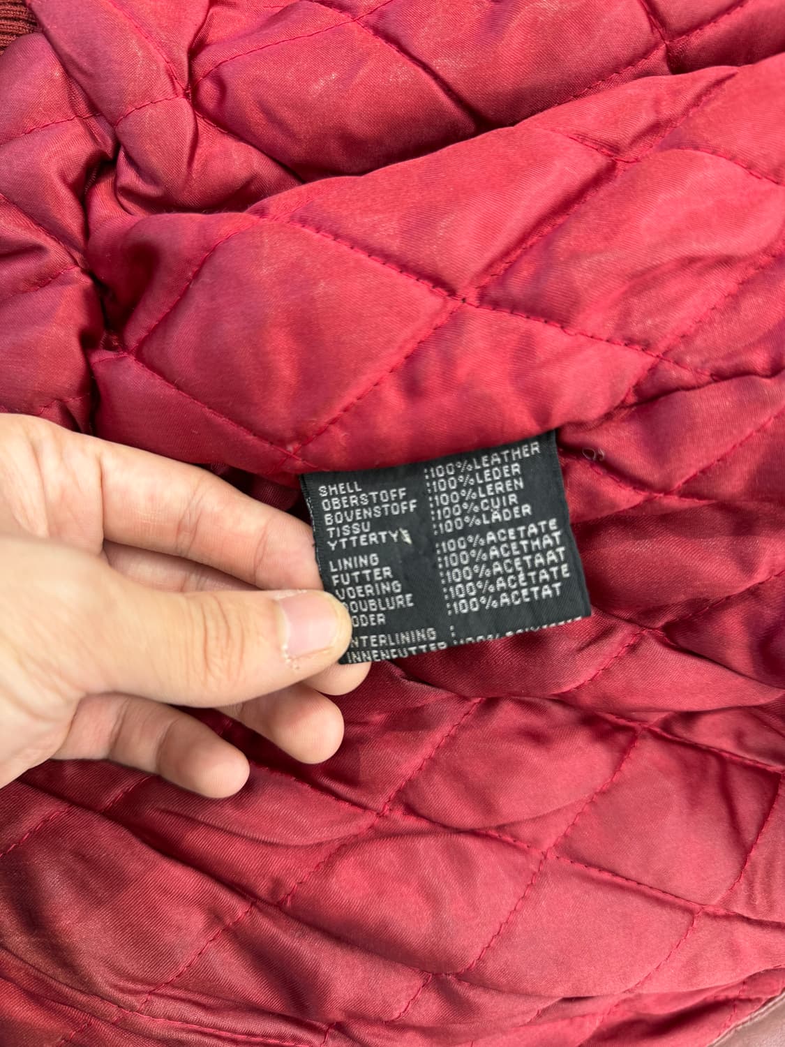 엔에프엘 버건디 퀼팅 자수 레더 블루종 자켓 상품이미지8