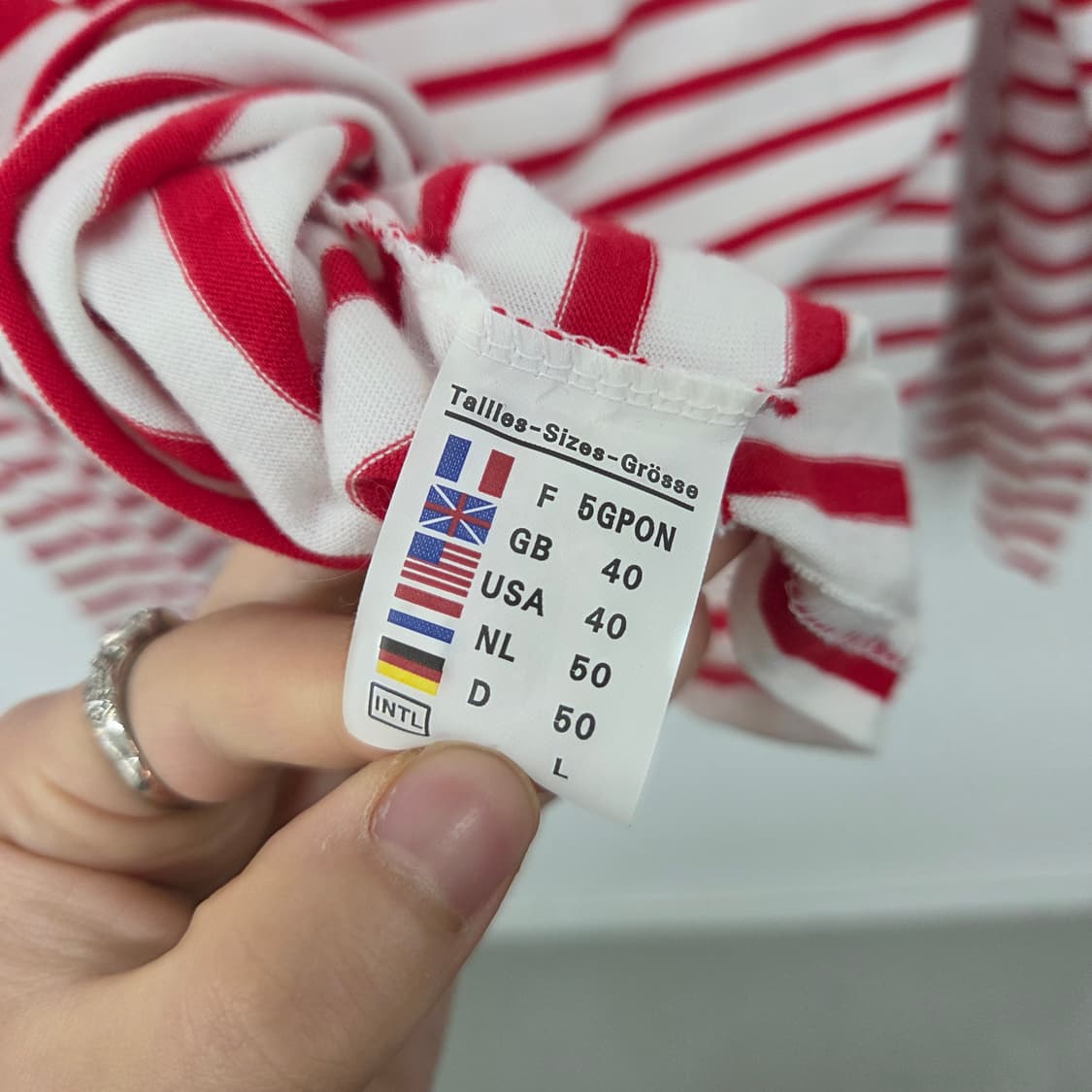 세인트제임스 빨강 스트라이프 긴팔 티셔츠 남L 상품이미지5