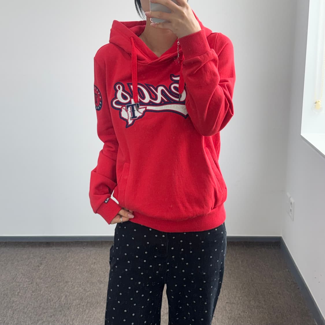 MLB 엠엘비 텍사스 로고 레드 후드티 상품이미지1