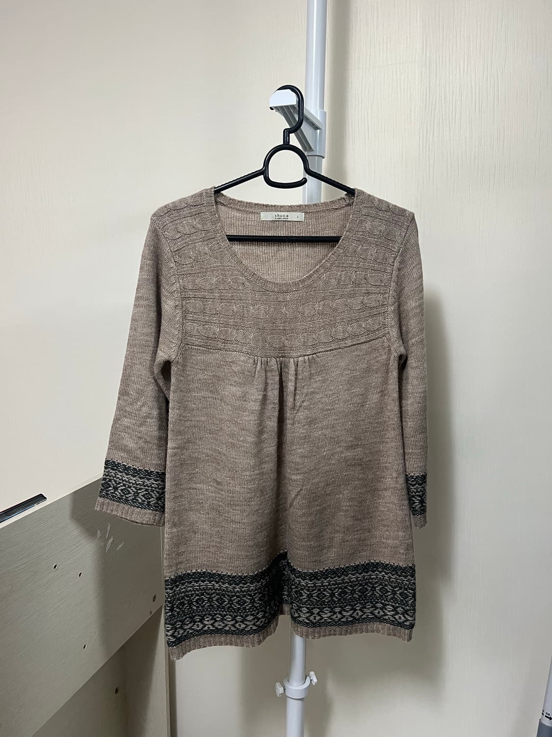 모리걸 노르딕 패턴 7부 소매 니트 상품이미지2