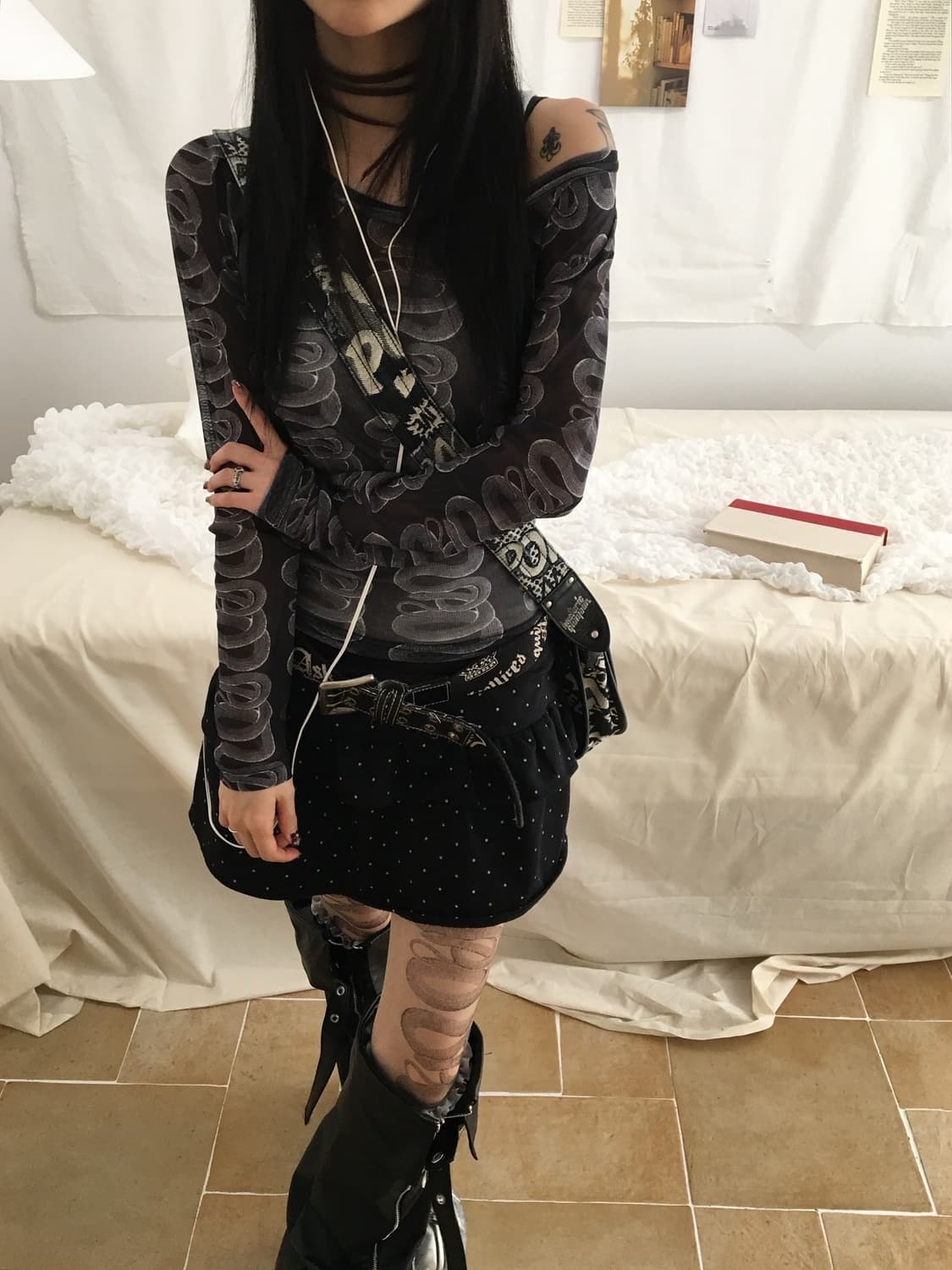 히스테릭글래머 스네이크 메쉬탑 상품이미지1