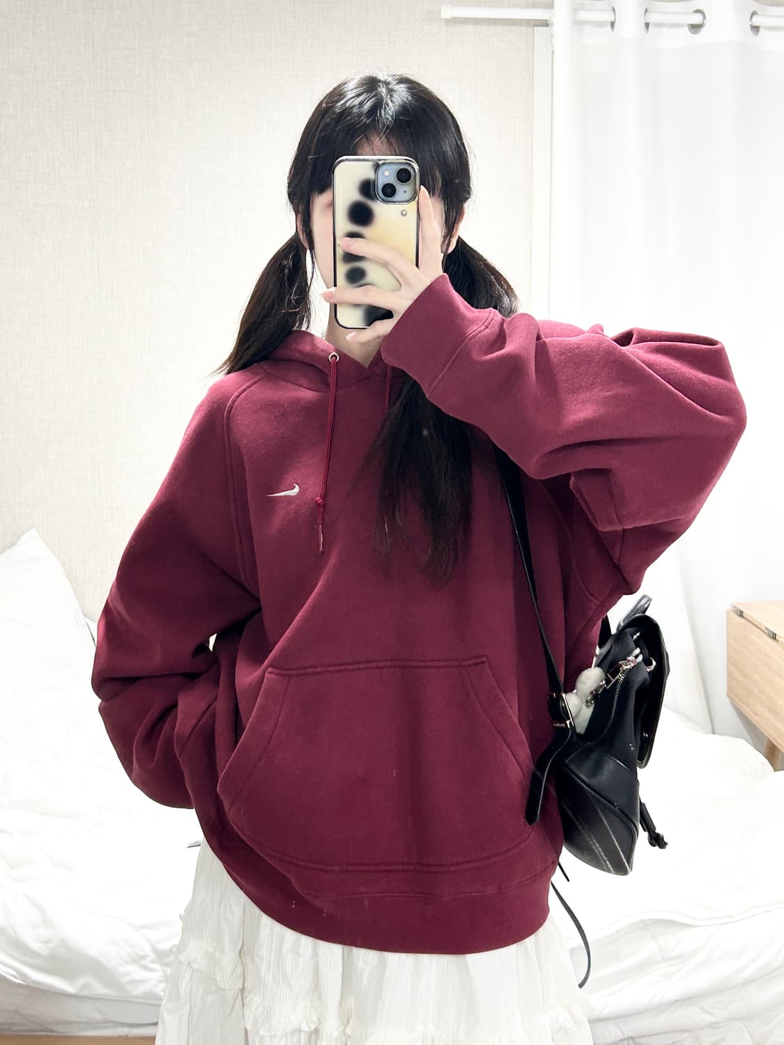 나이키 스우시 버건디 후드 상품이미지3