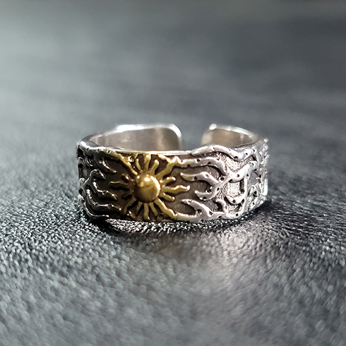 Ignael 백동 남자 엔틱 빈티지 명품 고대 양각 태양 반지 상품이미지3