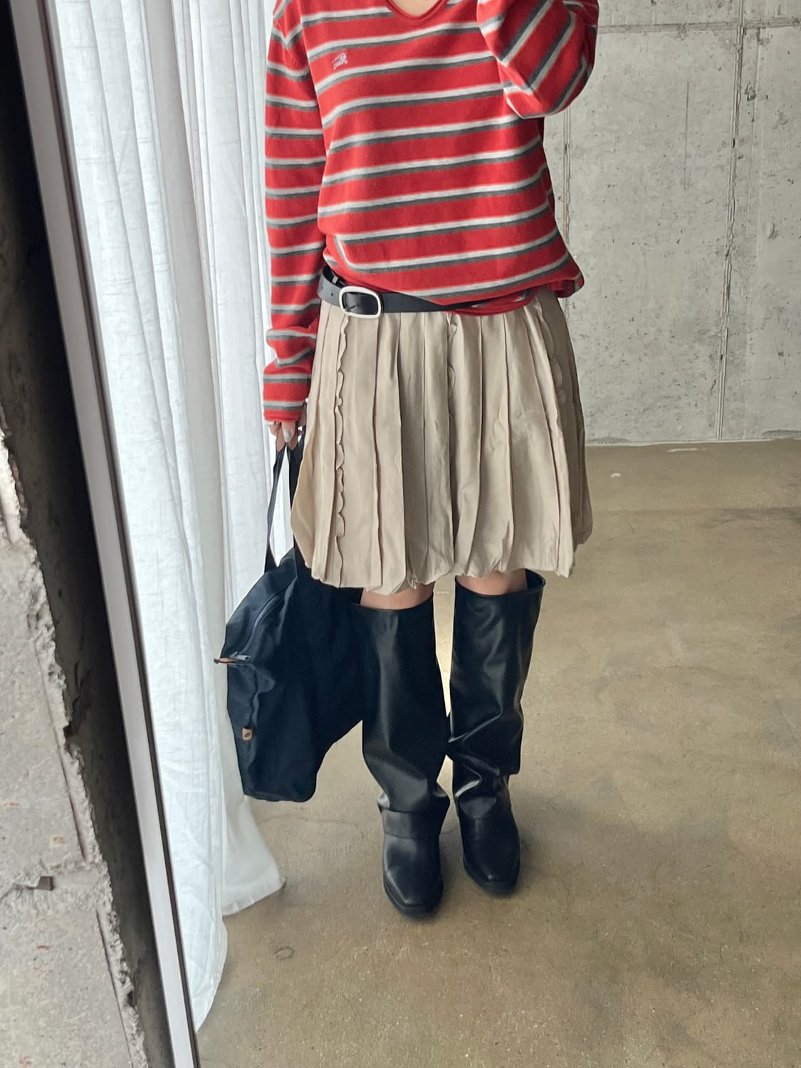 Rene 르네 러플 벌룬 스커트 베이지 상품이미지6